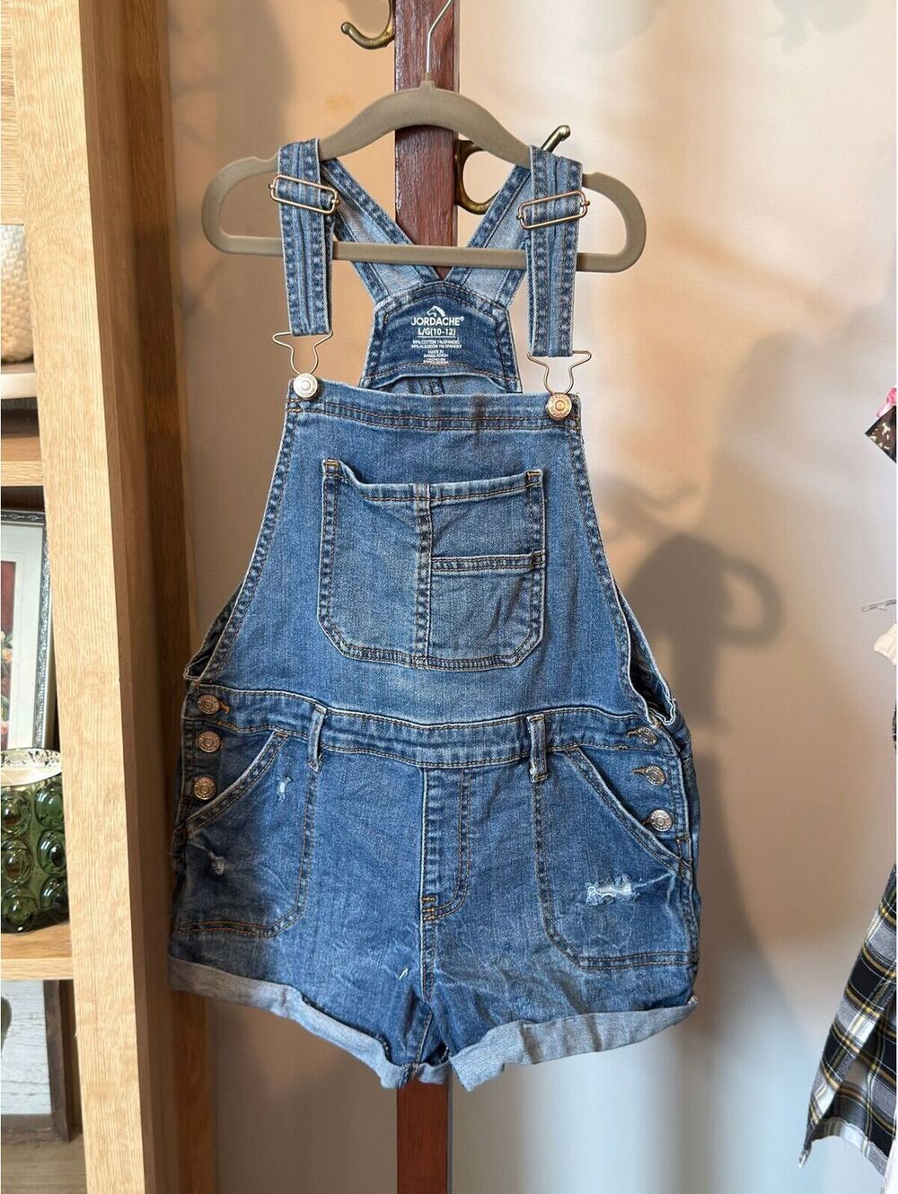 Jordache Girls Denim Shortalls Overalls Size L (10-12) - Picture 2 of 4